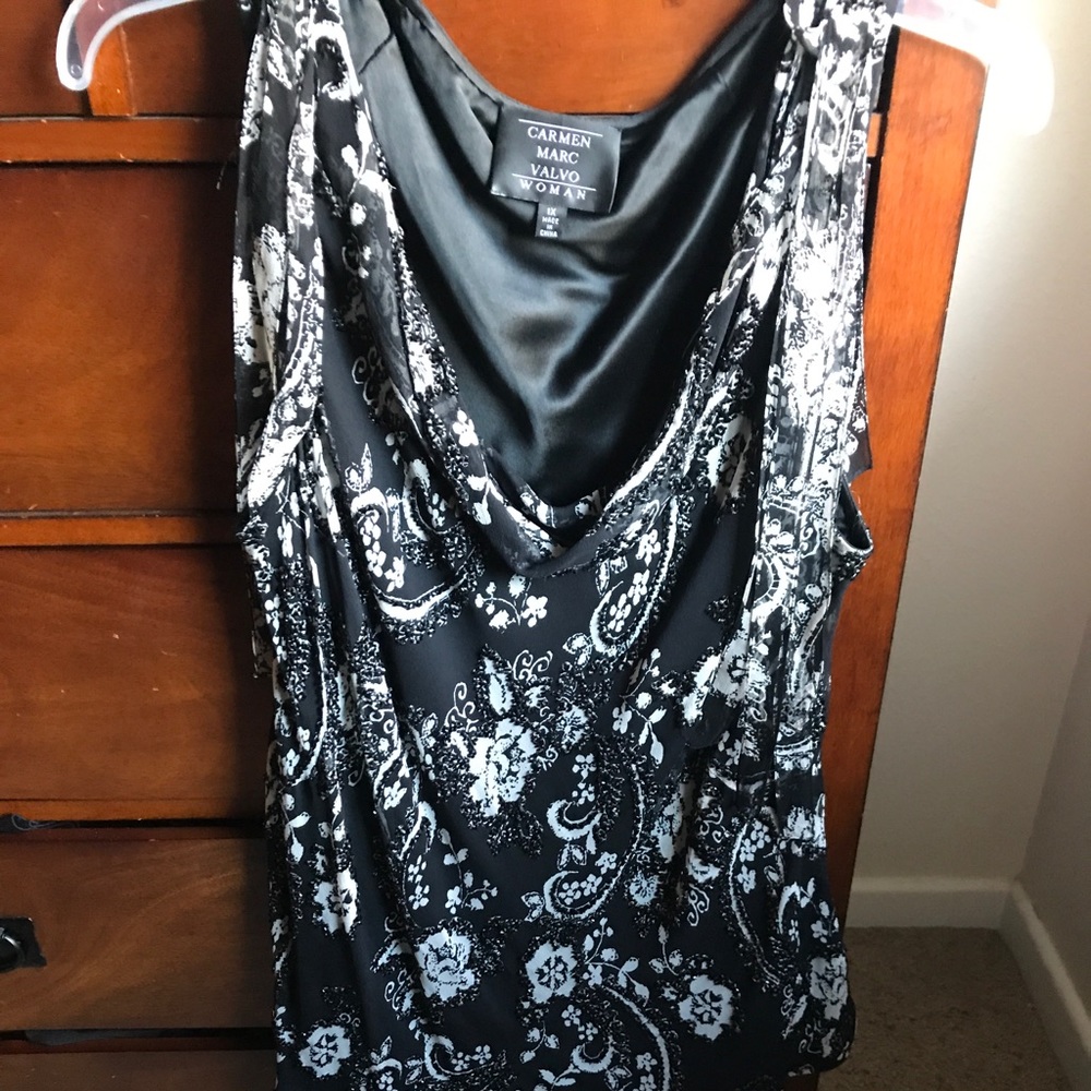 Beaded Silk Carmen Marc Valvo top 1x